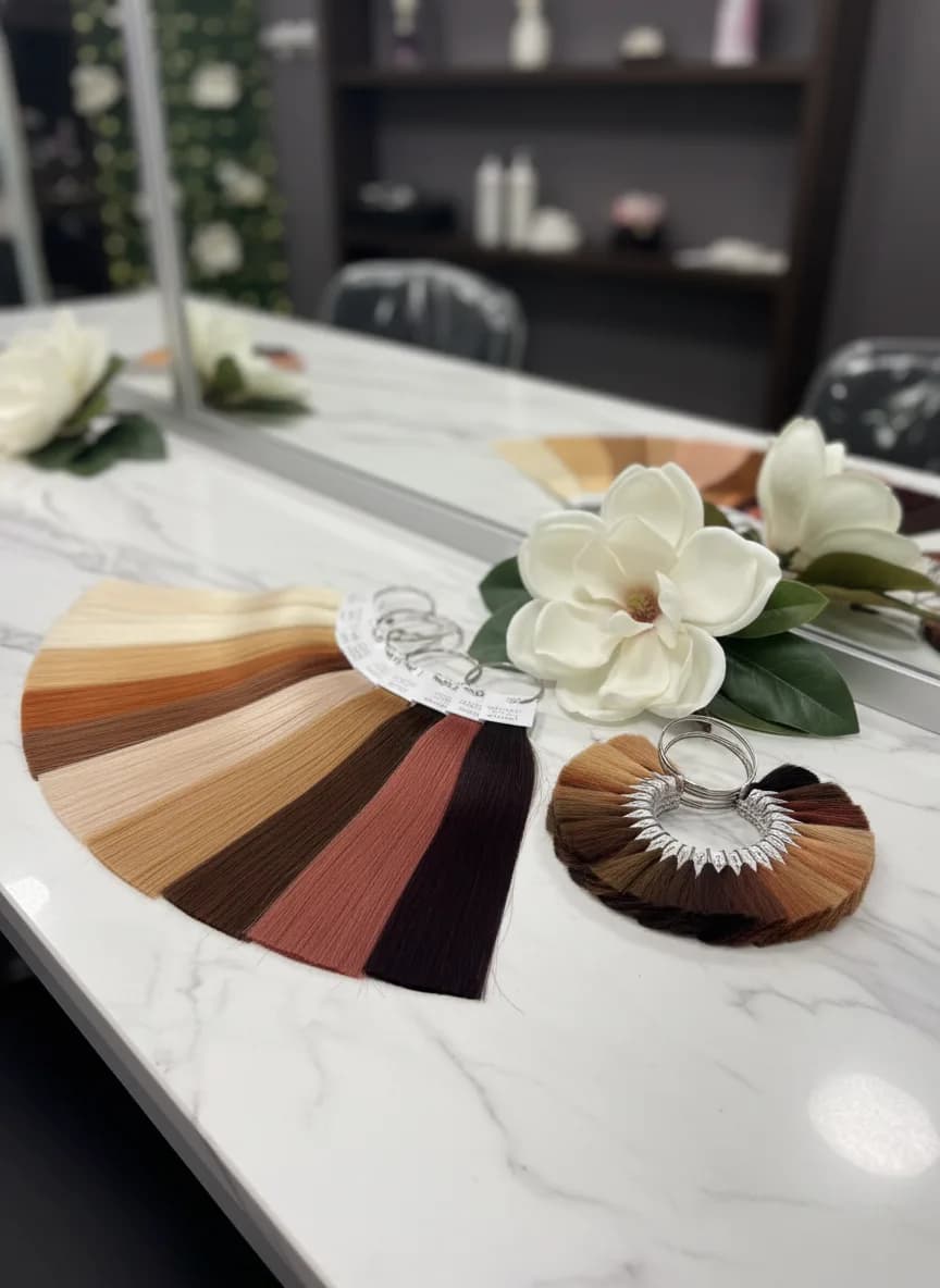 Color swatches and inspiration for a hair color appointment at Magnolia Mane in Goodyear, AZ